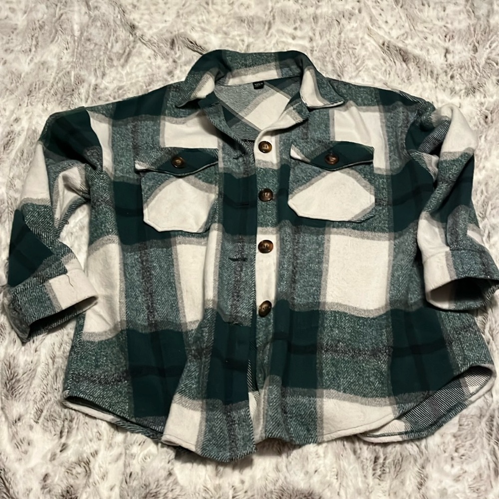 SHEIN Flannel Shacket (XLarge) Green